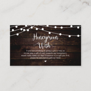 Rustic String Ljus, Wood, Honeymoon Wish Tilläggskort