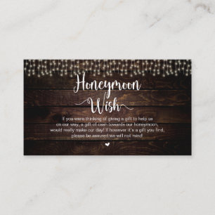Rustic String Ljus, Wood, Honeymoon Wish Tilläggskort