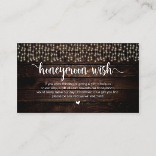 Rustic String Ljus, Wood, Honeymoon Wish Tilläggskort