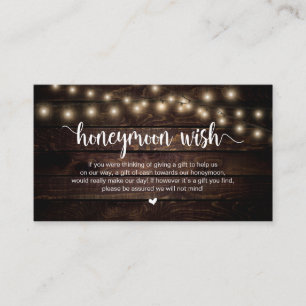Rustic String Ljus, Wood, Honeymoon Wish Tilläggskort