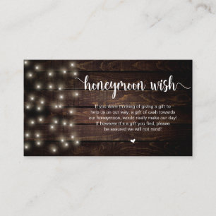 Rustic String Ljus, Wood, Honeymoon Wish Tilläggskort