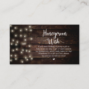 Rustic String Ljus, Wood, Honeymoon Wish Tilläggskort