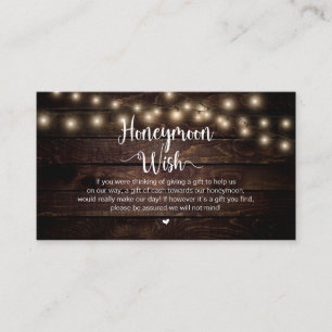 Rustic String Ljus, Wood, Honeymoon Wish Tilläggskort