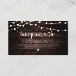 Rustic String Ljus, Wood, Honeymoon Wish Tilläggskort