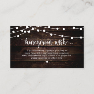 Rustic String Ljus, Wood, Honeymoon Wish Tilläggskort