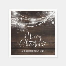 Rustic String Ljus Wood-jul Pappersservett