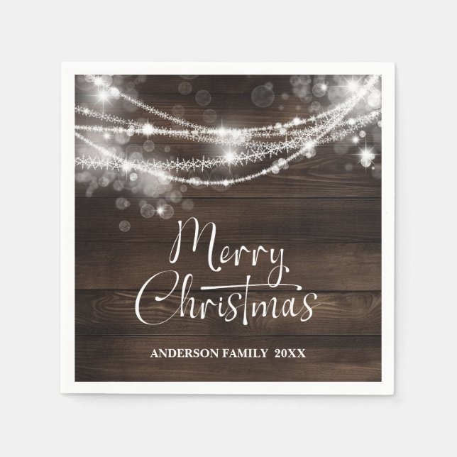 Rustic String Ljus Wood-jul Pappersservett (Framsidan)