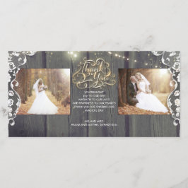 Rustic String Ljus Wood Snöre Bröllop Tack Kort