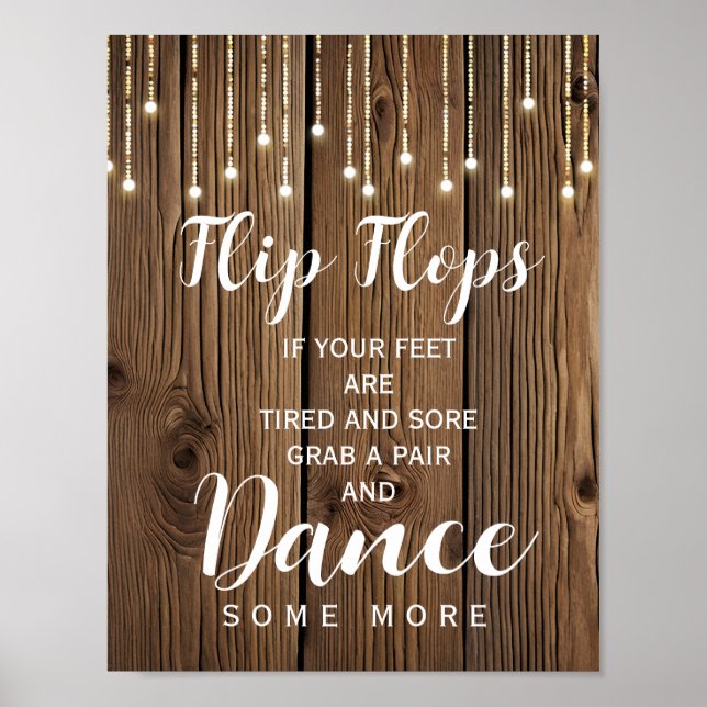 Rustic String of ljus flinflip flops bröllop Poster (Framsidan)