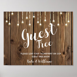 Rustic String of ljus guestbook Träd SIGN Poster