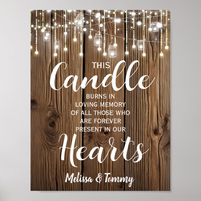 Rustic String of ljus Memory Candle Sign bröllop Poster (Framsidan)