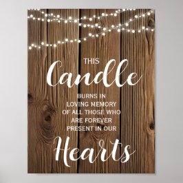 Rustic String of ljus Memory Candle Sign bröllop Poster
