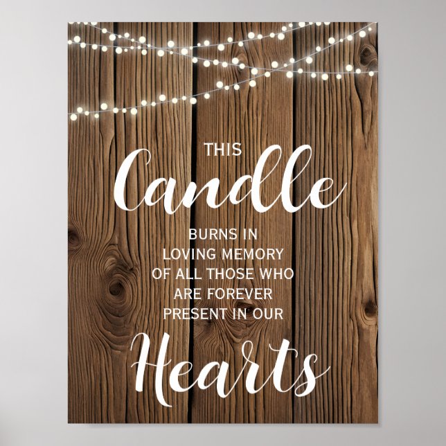Rustic String of ljus Memory Candle Sign bröllop Poster (Framsidan)