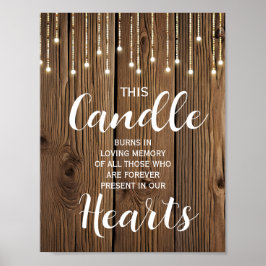 Rustic String of ljus Memory Candle Sign bröllop Poster