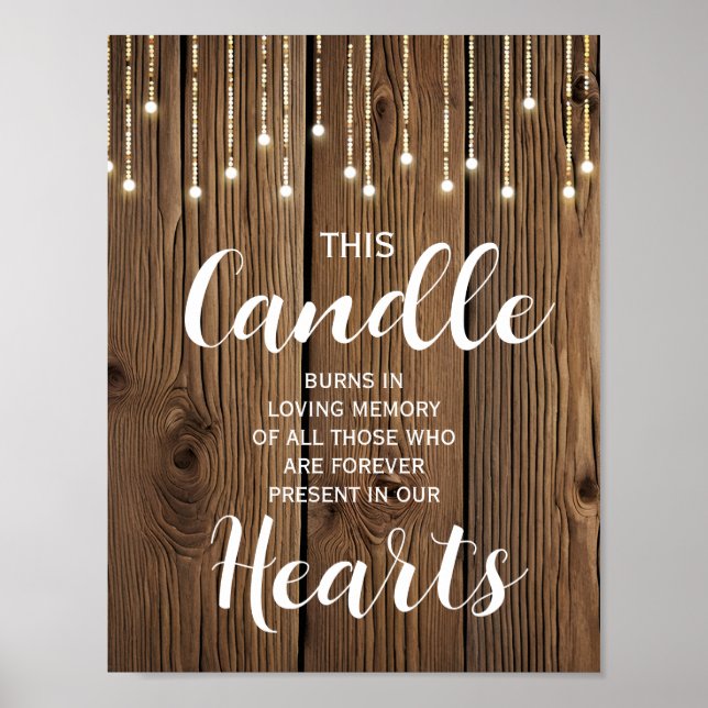 Rustic String of ljus Memory Candle Sign bröllop Poster (Framsidan)
