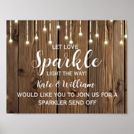 Rustic String of ljus sparkler send off bröllop Poster