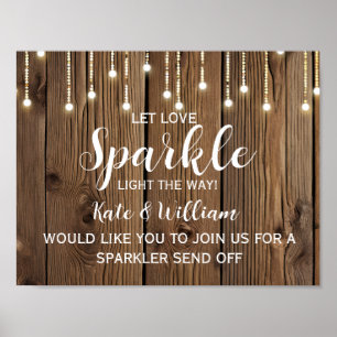 Rustic String of ljus sparkler send off bröllop Poster