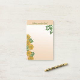 Rustic Struktur Golden Flowers och Löv Artwork Post-it Block