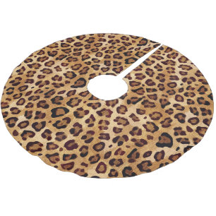 Rustic Struktur Leopard Skriv ut Julgransmatta Borstad Polyester