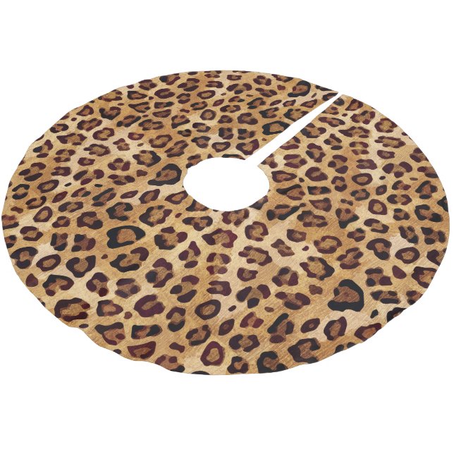 Rustic Struktur Leopard Skriv ut Julgransmatta Borstad Polyester (Vinklad)