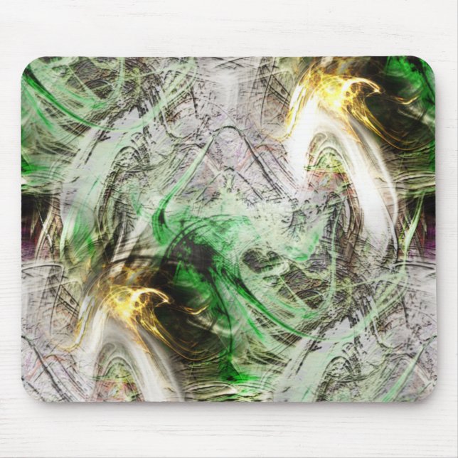 Rustic struktur under flytande grönt och gult bläc musmatta (Framsidan)