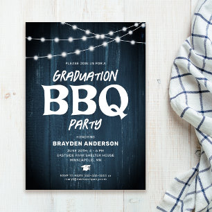 Rustic Studenten BBQ Blue Inbjudningar