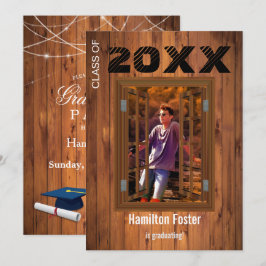 Rustic Studenten Cherry String Ljus Barn Wood Inbjudningar