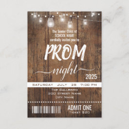 Rustic Studenten Prom Night Biljett Inbjudningar
