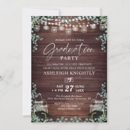 Rustic Studenten Wood Eucalyptus String Ljus Inbjudningar