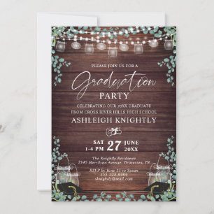 Rustic Studenten Wood Eucalyptus String Ljus Inbjudningar