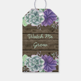 Rustic Succulc Watch Me Grow Baby Shower Presentetikett