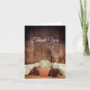 Rustic Succulent och Barn Wood Bröllop Tack Kort