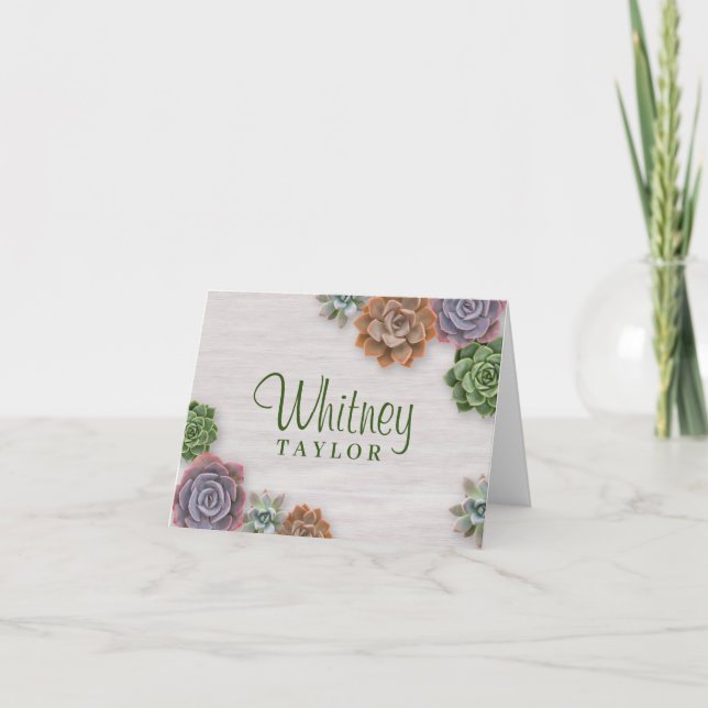 Rustic Succulents Anteckningskort (Framsida)