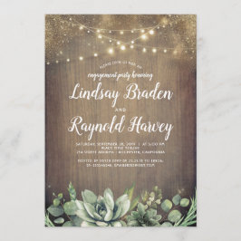 Rustic Succulents Greenery Förlovningsfest Inbjudningar