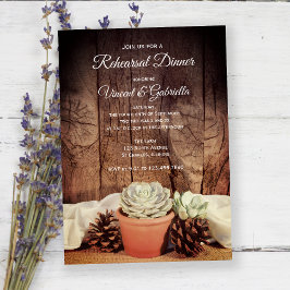 Rustic Succulents och Barn Wood Rehearsal Dinner Inbjudningar
