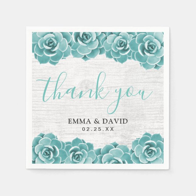 Rustic Succult Blommigt Elegant Vår bröllop Pappersservett (Framsidan)