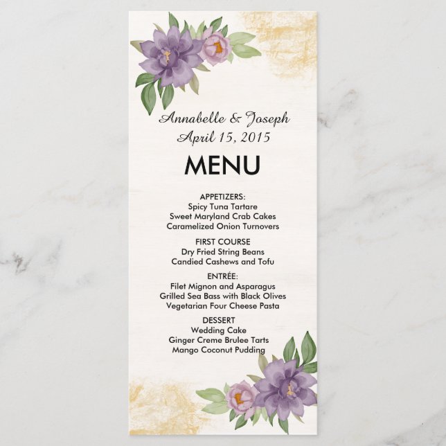 Rustic Summer aesthetic Wildflower Wedding Meny (Framsida)