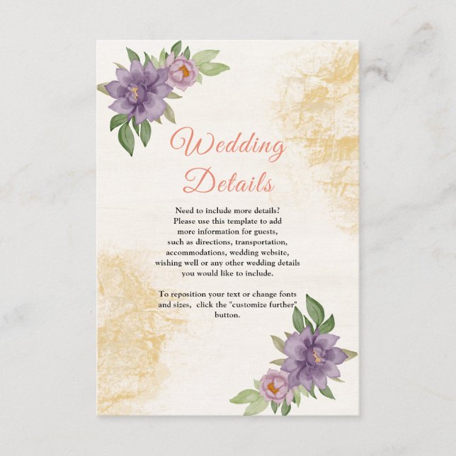 Rustic Summer aesthetic Wildflower Wedding Tilläggskort (Framsida)