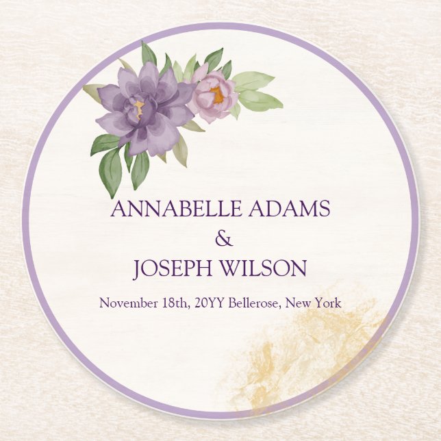 Rustic Summer aesthetic Wildflower Wedding Underlägg Papper Rund (Framsidan)