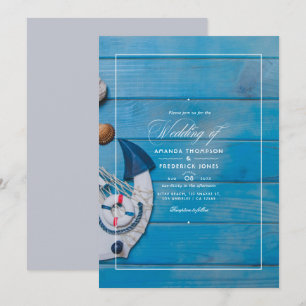 Rustic Summer Beach Nautical Bröllop Inbjudningar