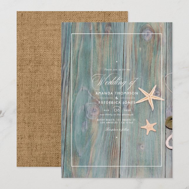 Rustic Summer Beach Nautical Wedding bjudande Inbjudningar (Fram/baksida)