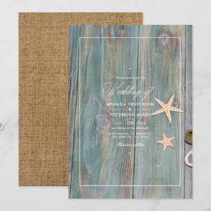 Rustic Summer Beach Nautical Wedding bjudande Inbjudningar