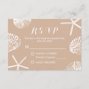 Rustic Summer Beach Seashells Bröllop OSA Kort