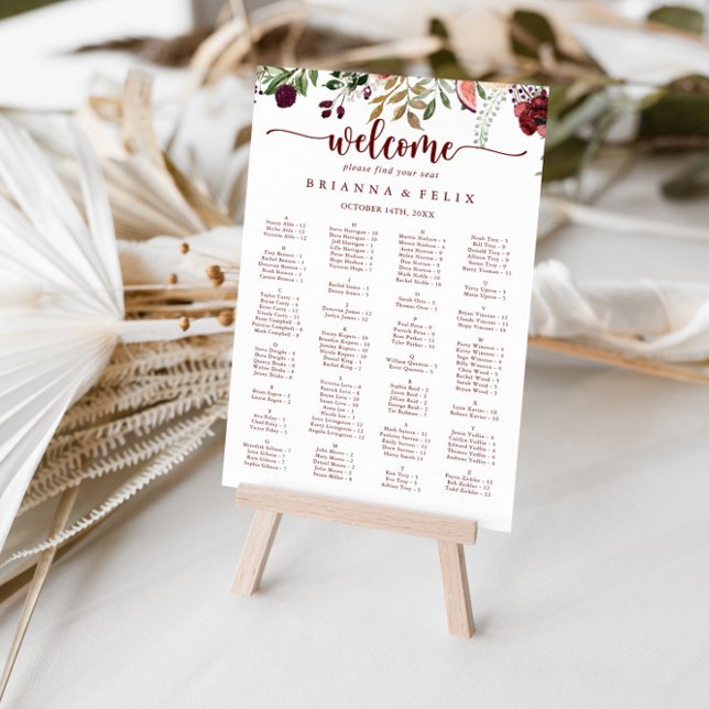 Rustic Summer Blommigt Alfabetical Seating Chart Poster (Skapare uppladdad)