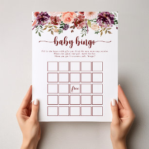 Rustic Summer Blommigt Baby Bingo Shower Game