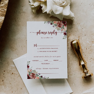 Rustic Summer Blommigt Bröllop Menu Choice OSA Kort