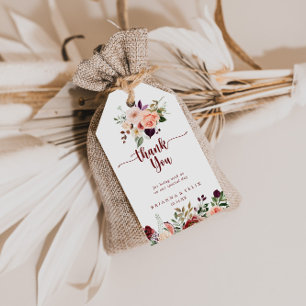 Rustic Summer Blommigt Bröllop Tack Presentetikett