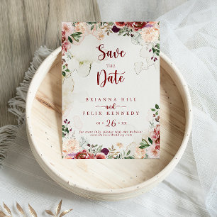 Rustic Summer Blommigt Calligraphy Bröllop Spara Datumet
