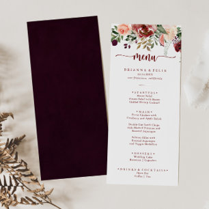 Rustic Summer Blommigt Calligraphy Dinner Menu Meny