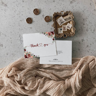 Rustic Summer Blommigt Calligraphy Flat Bröllop Tack Kort